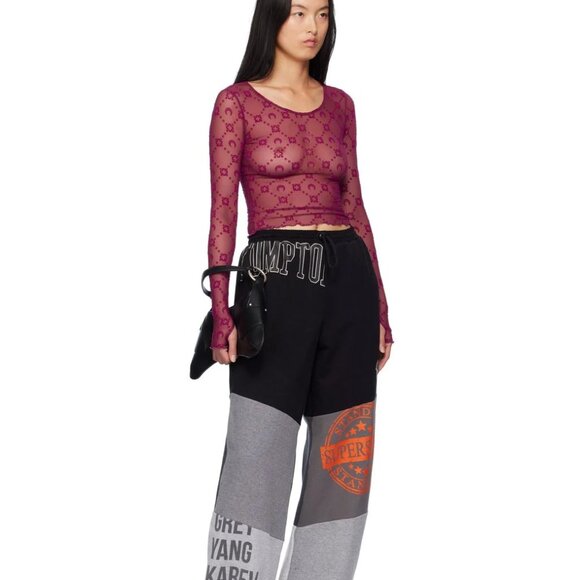 MARINE SERRE Moonogram Cropped Top In Red - Picture 5 of 10